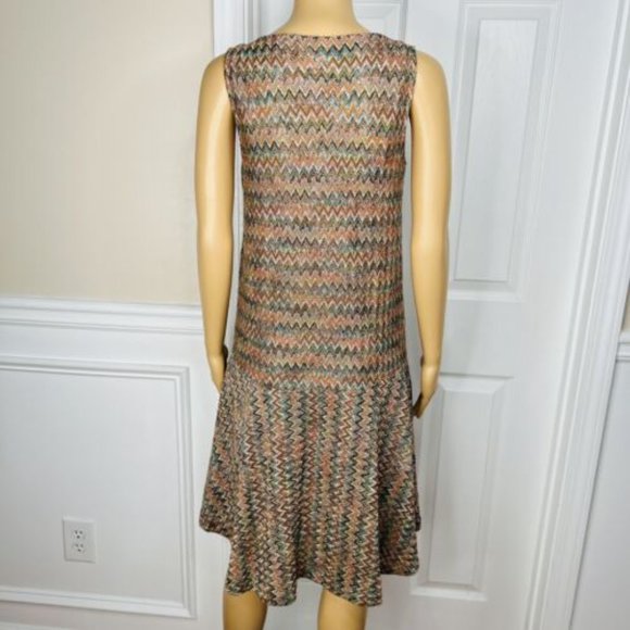 Anthropologie Maeve Westwater Knit Dress Size XS Brown Chevron Motif Lined New - Picture 6 of 9